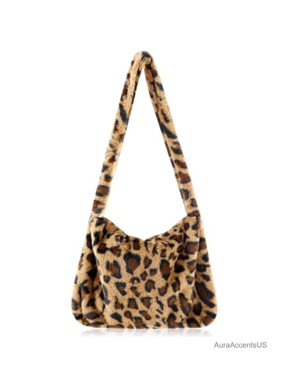 Plush Faux Fur Leopard Print Tote Bag Fuzzy Clutch Handbag
